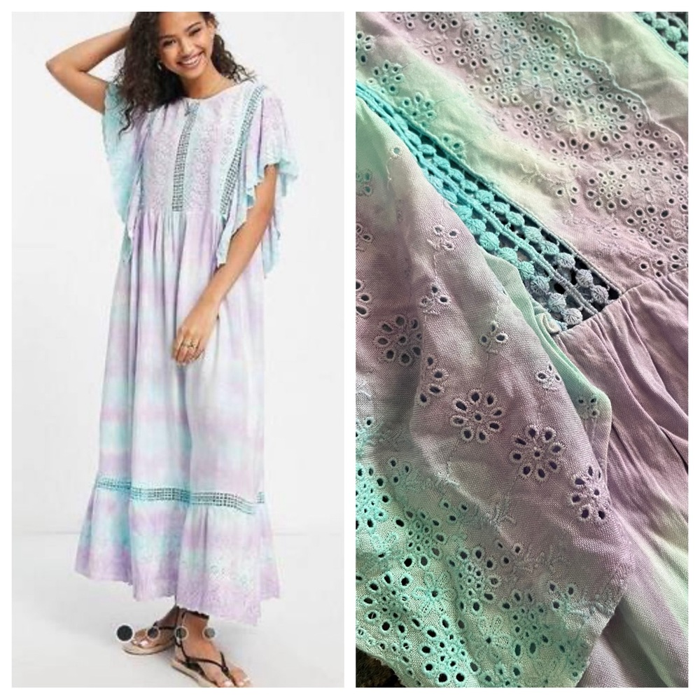 RAGA Pastel Maxi Dress with Lace Details